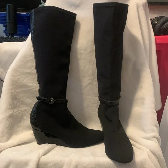 Donald J Piner pull on couture wedge boots - Picture 2 of 14